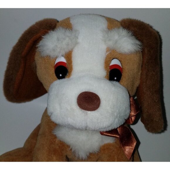Creations By Kellytoy Brown Puppy Dog Plush 10" Stuffed Animal Toy Brown Bow - Picture 2 of 9
